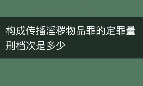 构成传播淫秽物品罪的定罪量刑档次是多少