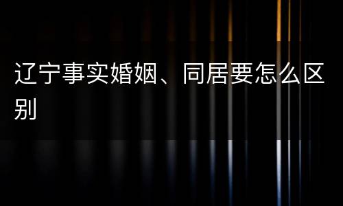 辽宁事实婚姻、同居要怎么区别