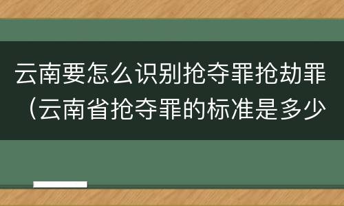 云南要怎么识别抢夺罪抢劫罪（云南省抢夺罪的标准是多少?）