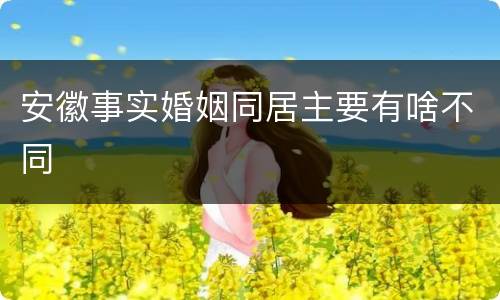 安徽事实婚姻同居主要有啥不同