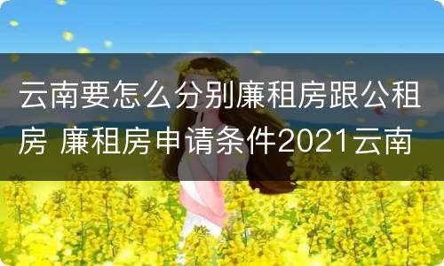 云南要怎么分别廉租房跟公租房 廉租房申请条件2021云南