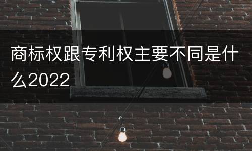 商标权跟专利权主要不同是什么2022