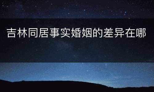 吉林同居事实婚姻的差异在哪