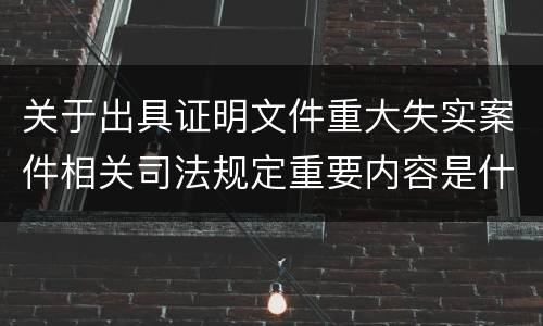 关于出具证明文件重大失实案件相关司法规定重要内容是什么