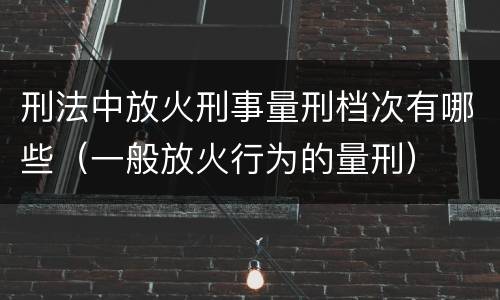 刑法中放火刑事量刑档次有哪些（一般放火行为的量刑）