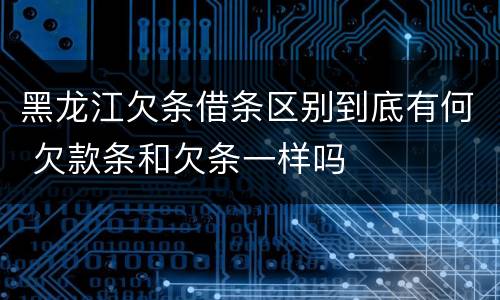 黑龙江欠条借条区别到底有何 欠款条和欠条一样吗