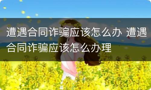 遭遇合同诈骗应该怎么办 遭遇合同诈骗应该怎么办理