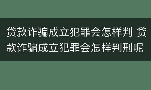贷款诈骗成立犯罪会怎样判 贷款诈骗成立犯罪会怎样判刑呢