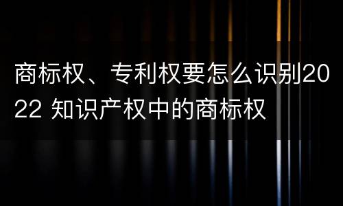 商标权、专利权要怎么识别2022 知识产权中的商标权