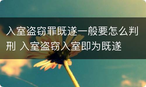 入室盗窃罪既遂一般要怎么判刑 入室盗窃入室即为既遂