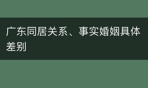 广东同居关系、事实婚姻具体差别