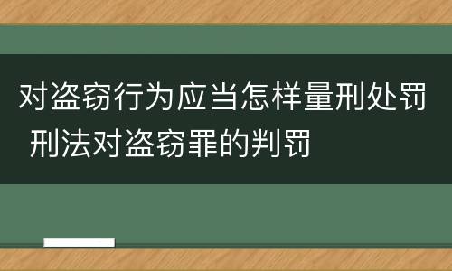 对盗窃行为应当怎样量刑处罚 刑法对盗窃罪的判罚