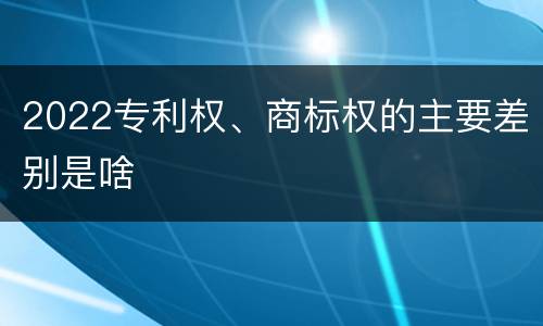 2022专利权、商标权的主要差别是啥