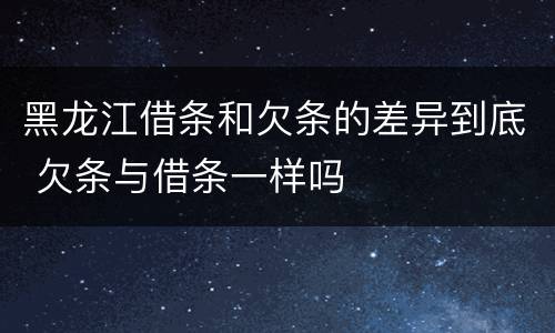 黑龙江借条和欠条的差异到底 欠条与借条一样吗