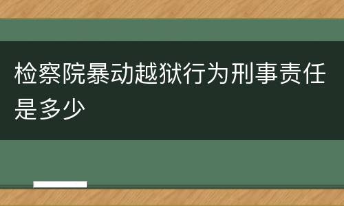 检察院暴动越狱行为刑事责任是多少