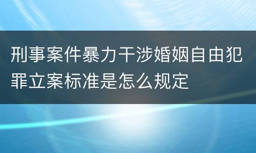 刑事案件暴力干涉婚姻自由犯罪立案标准是怎么规定