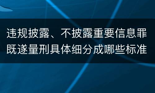 违规披露、不披露重要信息罪既遂量刑具体细分成哪些标准