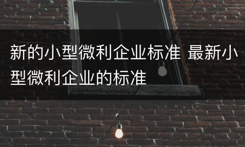 新的小型微利企业标准 最新小型微利企业的标准