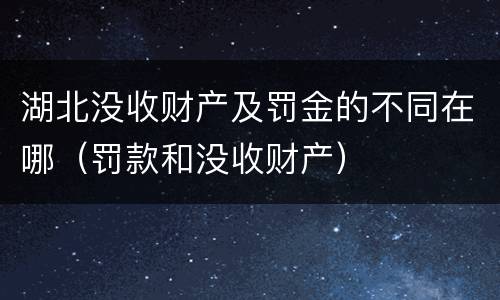 湖北没收财产及罚金的不同在哪（罚款和没收财产）
