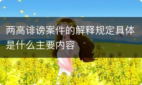 两高诽谤案件的解释规定具体是什么主要内容