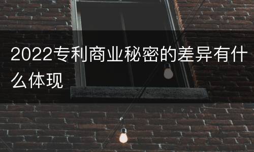 2022专利商业秘密的差异有什么体现