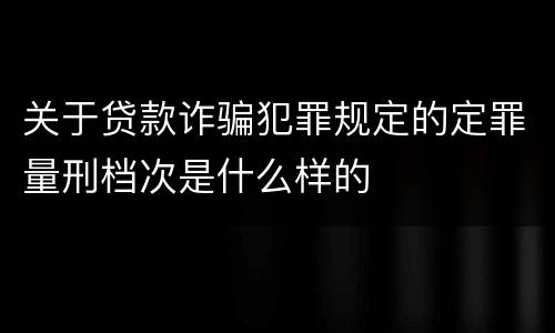 关于贷款诈骗犯罪规定的定罪量刑档次是什么样的