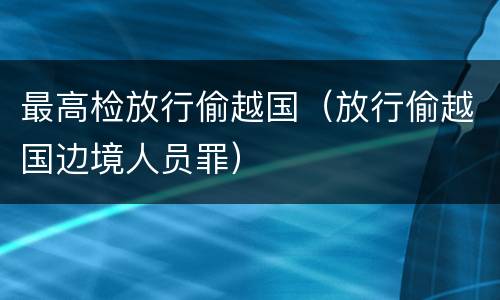 最高检放行偷越国（放行偷越国边境人员罪）