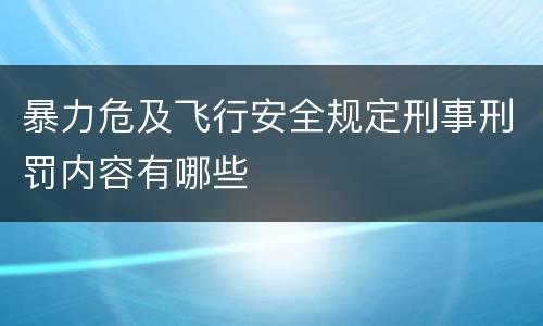 暴力危及飞行安全规定刑事刑罚内容有哪些
