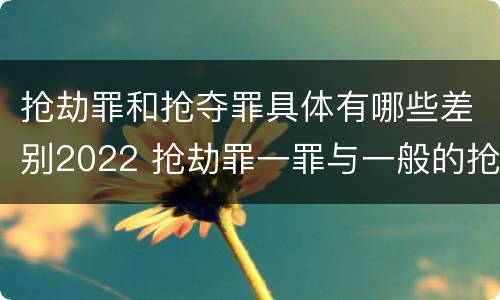 抢劫罪和抢夺罪具体有哪些差别2022 抢劫罪一罪与一般的抢劫罪区别