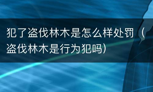 犯了盗伐林木是怎么样处罚（盗伐林木是行为犯吗）