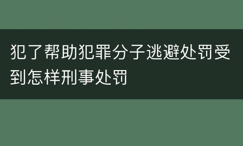 犯了帮助犯罪分子逃避处罚受到怎样刑事处罚