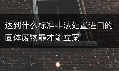 达到什么标准非法处置进口的固体废物罪才能立案