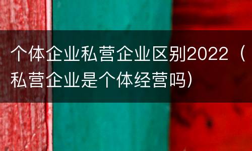 个体企业私营企业区别2022（私营企业是个体经营吗）