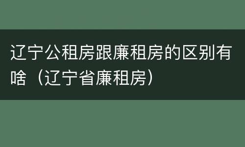 辽宁公租房跟廉租房的区别有啥（辽宁省廉租房）