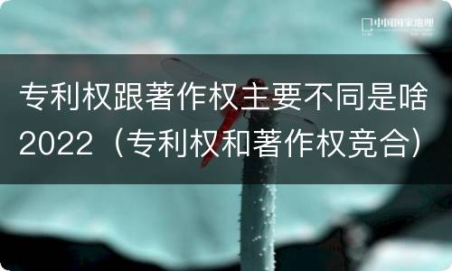 专利权跟著作权主要不同是啥2022（专利权和著作权竞合）
