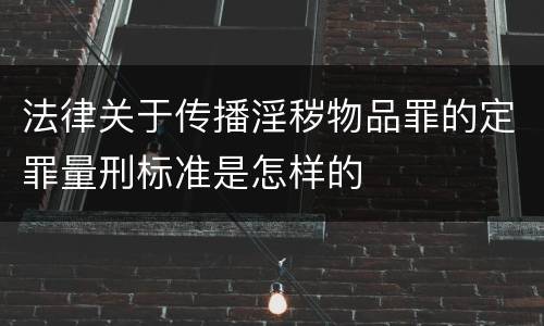 法律关于传播淫秽物品罪的定罪量刑标准是怎样的