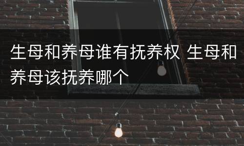 生母和养母谁有抚养权 生母和养母该抚养哪个