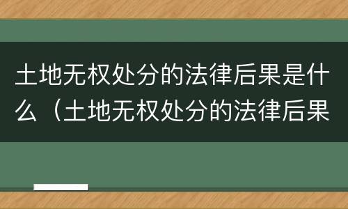 土地无权处分的法律后果是什么（土地无权处分的法律后果是什么呢）