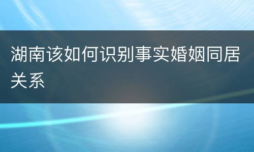 湖南该如何识别事实婚姻同居关系