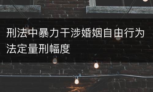 刑法中暴力干涉婚姻自由行为法定量刑幅度