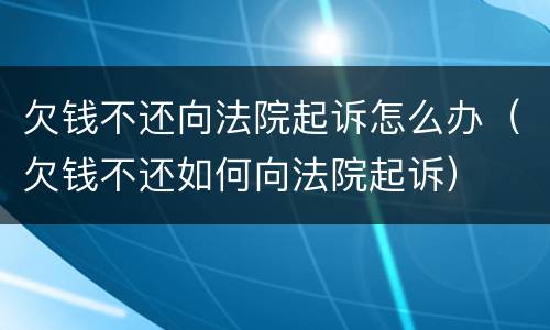 欠钱不还向法院起诉怎么办（欠钱不还如何向法院起诉）