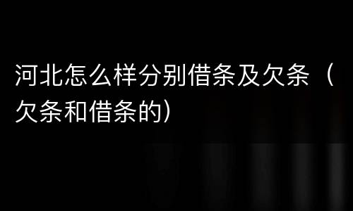 河北怎么样分别借条及欠条（欠条和借条的）