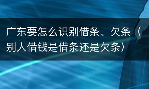 广东要怎么识别借条、欠条（别人借钱是借条还是欠条）