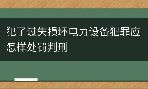 犯了过失损坏电力设备犯罪应怎样处罚判刑
