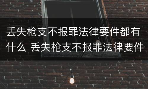 丢失枪支不报罪法律要件都有什么 丢失枪支不报罪法律要件都有什么