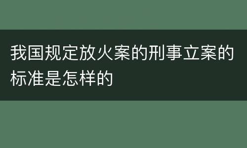 我国规定放火案的刑事立案的标准是怎样的
