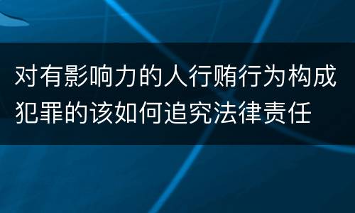 对有影响力的人行贿行为构成犯罪的该如何追究法律责任