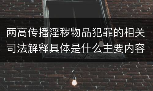 两高传播淫秽物品犯罪的相关司法解释具体是什么主要内容