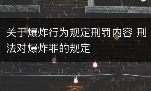 关于爆炸行为规定刑罚内容 刑法对爆炸罪的规定