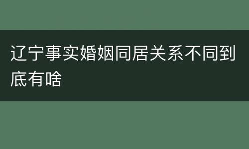 辽宁事实婚姻同居关系不同到底有啥